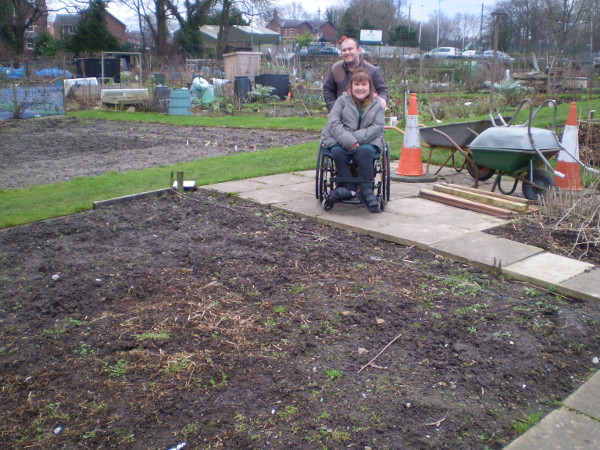 Picture of Brian and Kate at their allotment plot